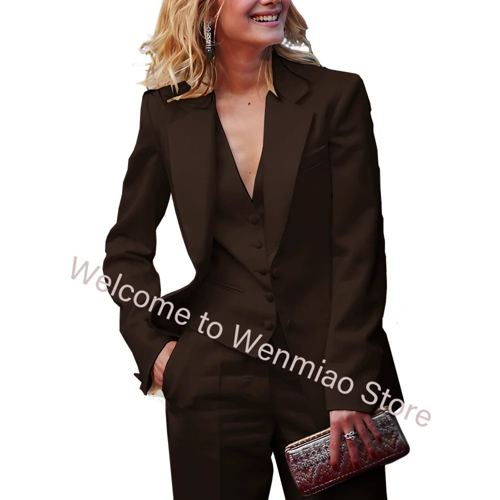 Business Women's Suit Blazer Pants and Vest 3-piece Set Formal Party Outfit Ladies Office Work Wear