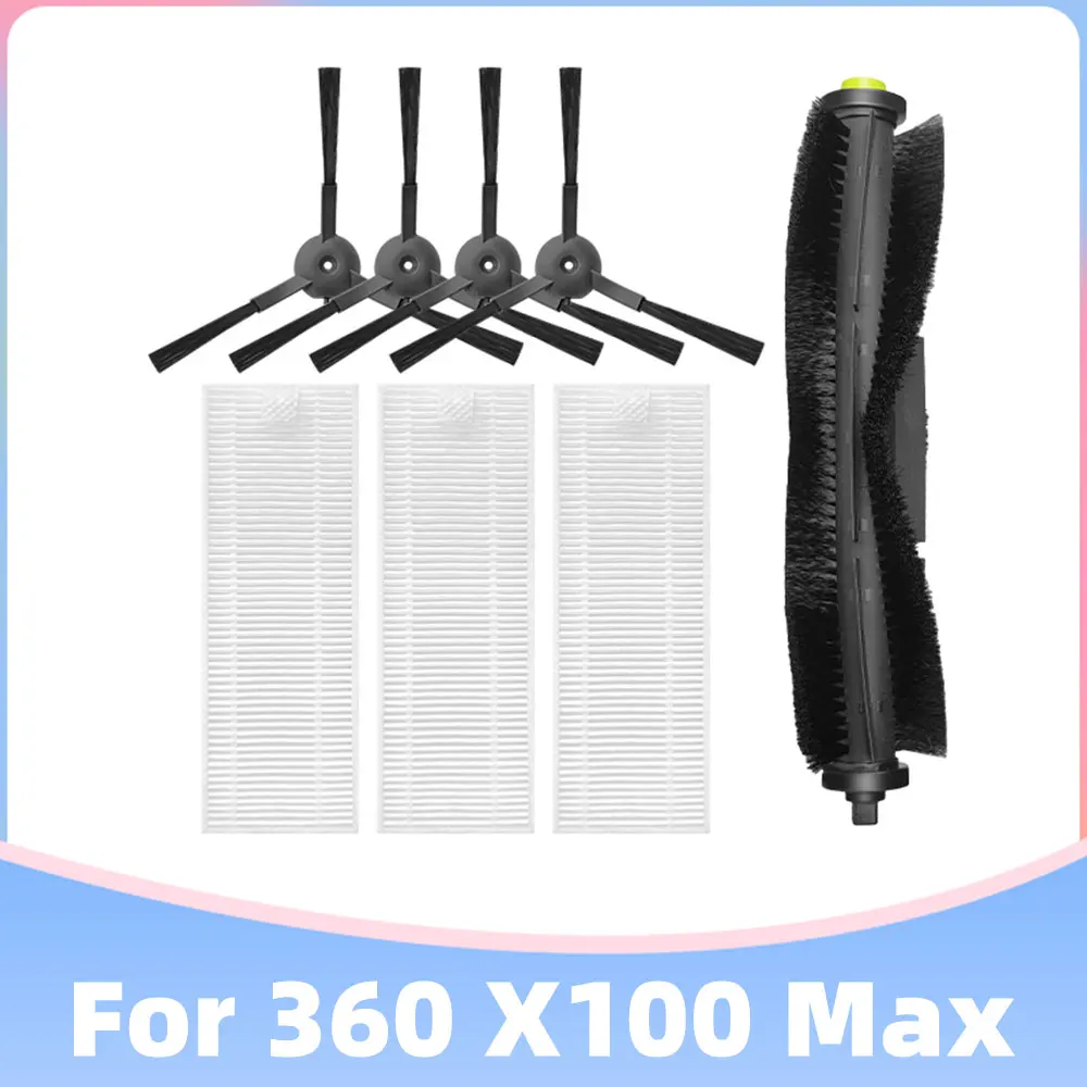 Compatible For Qihoo 360 X100 MAX Spare Part Main Side Brush Hepa Filter Robotic Vacuum Cleaner Replacement Accessory main brush side brush hepa filter mop replacement for cecotec conga 1790 ultra robotic vacuum cleaner spare parts