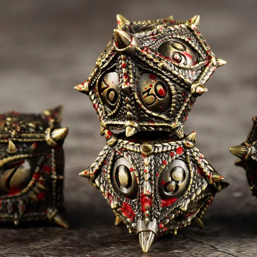 Dragon Dice Metal DND Dice Set 7pcs Polyhedral Metal Set for DND Games RPG Kit for Dungeons and Dragons TTRPG