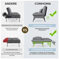 COMHOMA Складной чехол-футон, диван-кровать, подходит для углового дивана, 3-местный гостевой диван с регулируемой спинкой, ткань — изображение 6