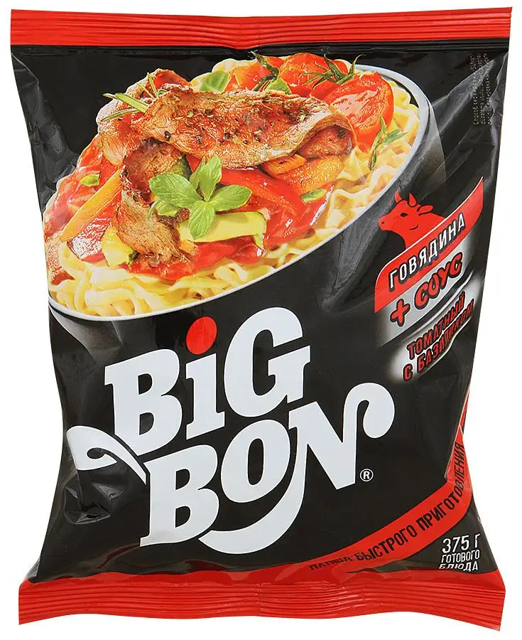 Упаковка 48 штук Лапша Big Bon говядина