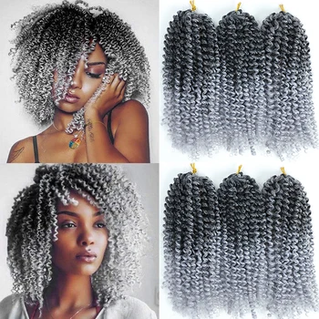 8 Inch Grey Marlybob Crochet Hair Red Blue Purple Bug 613 27 30Colors Synthetic Passion Twist Hair Bob Marley Kinky Curly Braids 1