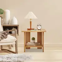 Simple Bedside Table Wooden Double Layers Solid Wood Nightstands Night Table For Table Sofa Side Table Home Furniture 3