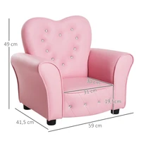 Anajqaqia 59x41.5x49cm Canapé pour enfants, fauteuil pour enfants, fauteuil en mousse avec pieds en bois massif pour chambres d'enfants, rose 6