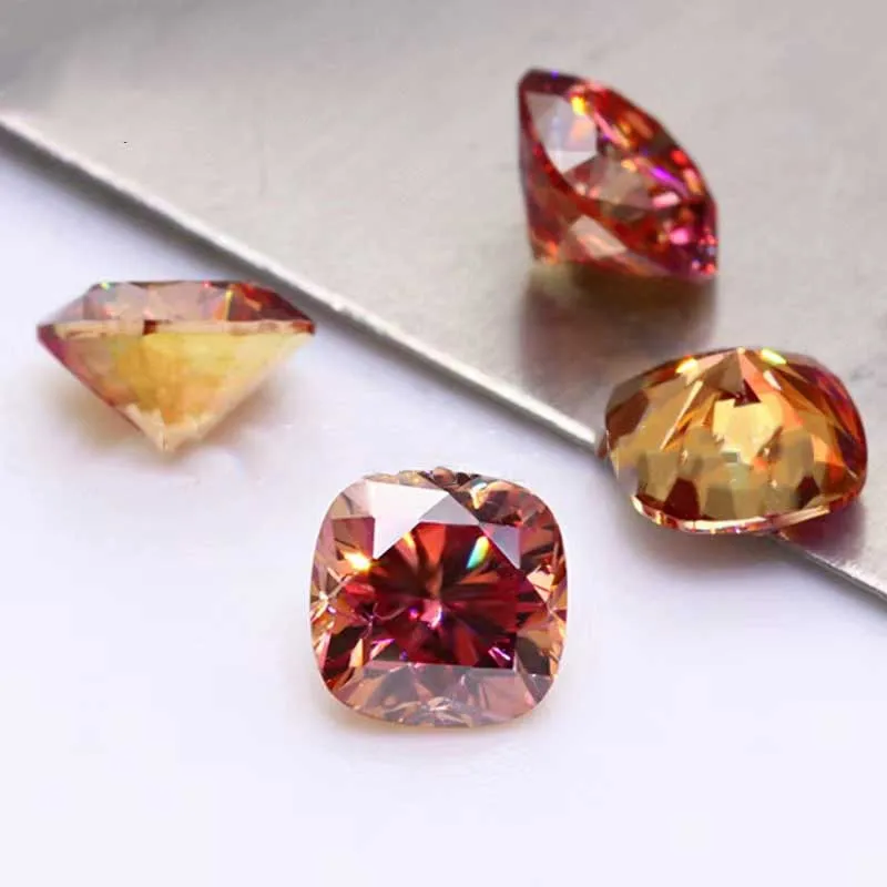 Cushion Cut Moissanite Stone Garnet Vvs1 0.5-3Ct Lab Moissanita Diamond Loose Stones Bead Pass Tester For Diy Jewelry Ring