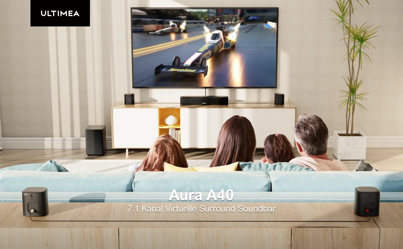 ULTIMEA 7.1 ch Soundbar mit Subwoofer, Soundbar mit virtuellem Surround-Sound System für Fernseher mit 4 Surround-Lautsprechern – Detail 1