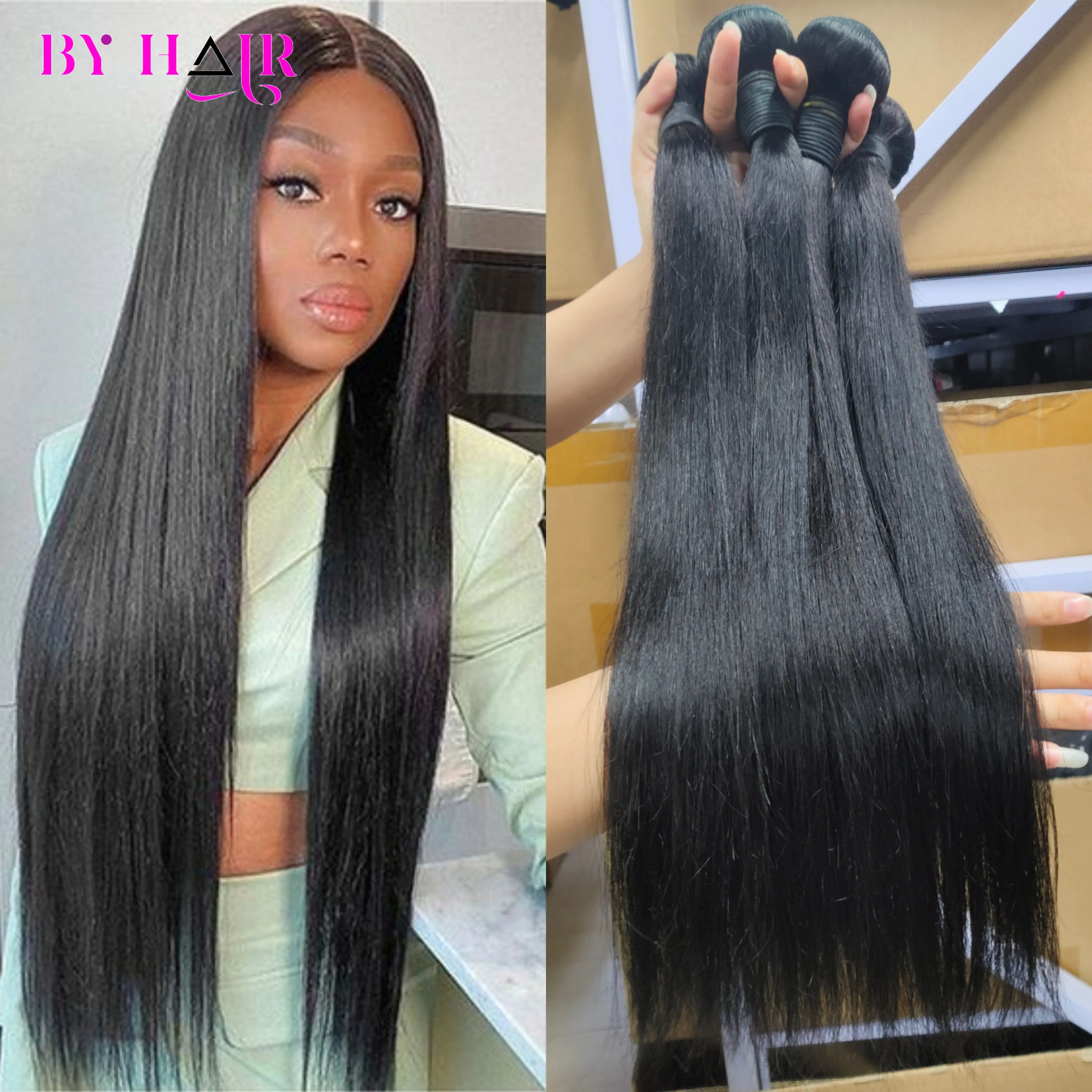 Straight Human Hair Bundles Remy Hair Extensions For Women Weave 26 28 30 32 Inch 100% Unprocessed Remy Straight Peruvian human hair extensions