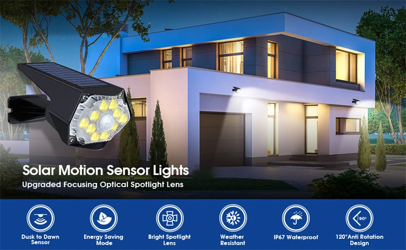 Solar Monitoring Lights Outdoor LED Motion Sensor Wall Lamp PIR Solar Security IP67 Waterproof Spotlights Light for House Garage solar led street light