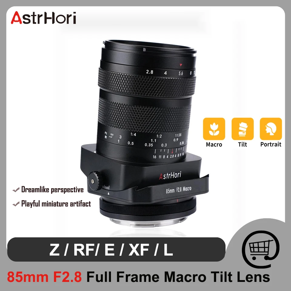 Astrhori 85Mm F2.8 Full Frame Macro Tilt-Shift Messa A Fuoco Manuale Obiettivo Principale Per Fotocamere Nikon Z Canon Rf Fuji Xf Sony E L-Mount