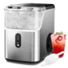 SIMZLIFE Nugget Ice Maker Countertop,34lbs Per Day,Portable Ice Maker Machine with with Basket and Scoop, Self-Cleaning ,Silver 1