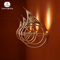 Caren Lighting Wall Light Vienna Horn Inspired Decorative Lighting Fixture 6 Valve Buttons gold chrome LED Premium Polished 1