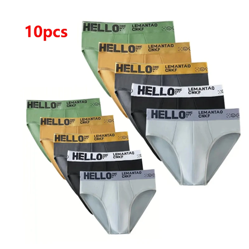 10Pcs/lot Men's Briefs Boxers Underwear Men Solid Panties Sexy Boxershorts Fashion Upderpants Fungi-Proofing Panties Plus Size