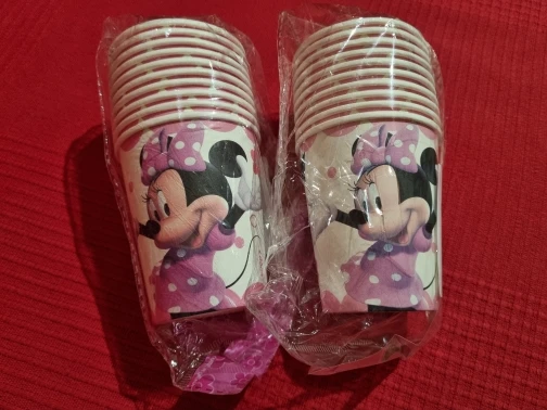 Decoración de fiesta de cumpleaños de Minnie Mouse para niñas, vajilla desechable, vasos, platos, mantel, globo, Baby Shower, soporte para fiesta photo review