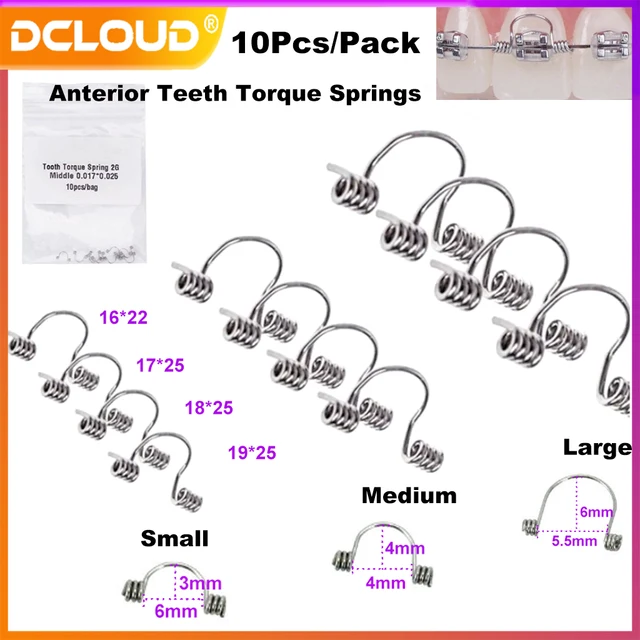 10Pcs/Pack Dental Orthodontic Anterior Teeth Tooth Torque Spring Rectangular Stainless Steel Spring For Arch Wire Dentist Ortho