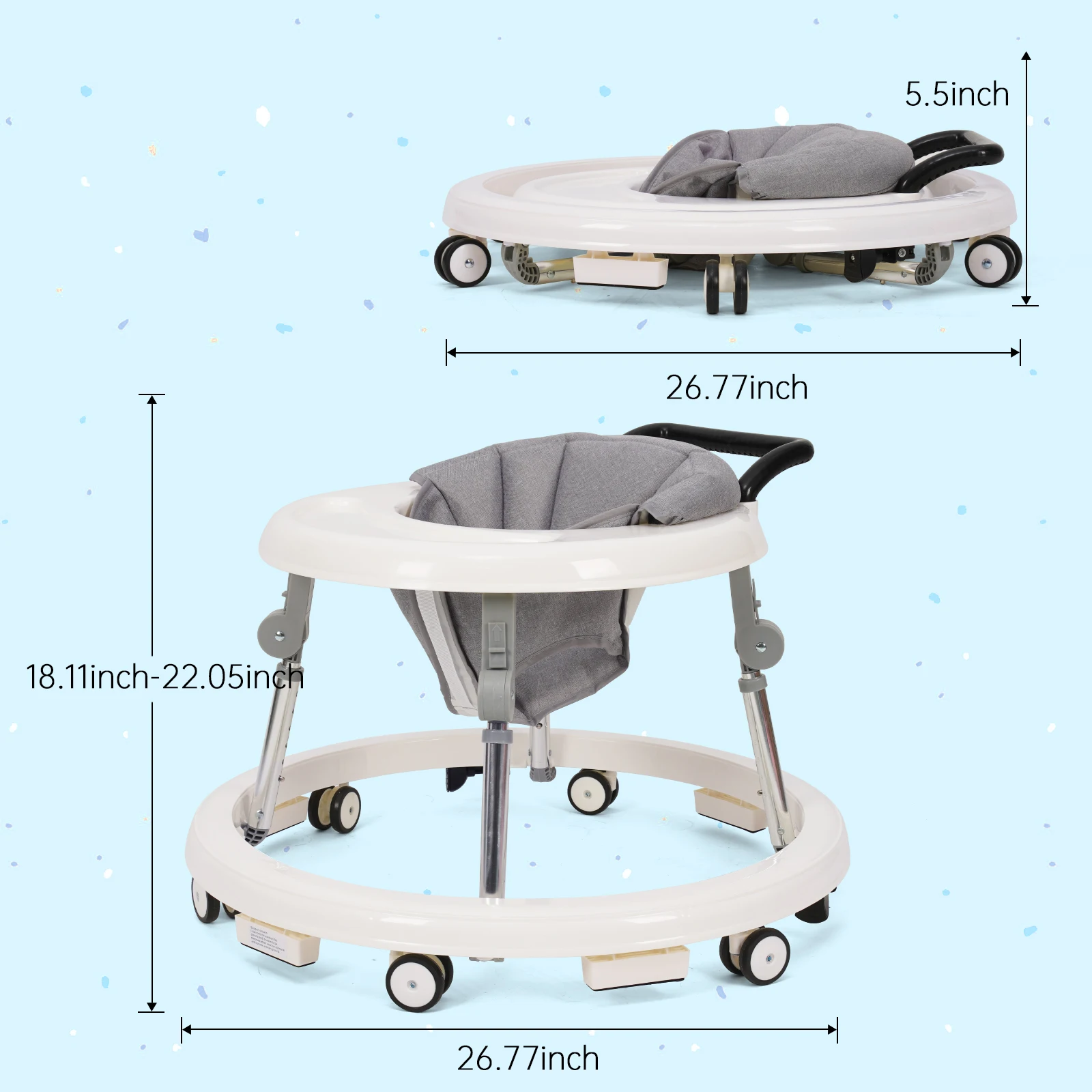 Adjustable Foldable Baby Walker 6