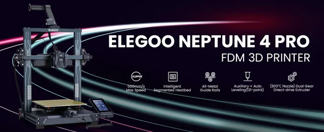 Elogo-Neptune 4 pro 3Dプリンター,fdm 500ミリメートル/秒,フラッシュ 