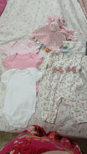 Baby Floral Bow Long-Sleeve Jumpsuit & Headband Set, 0–6M photo review