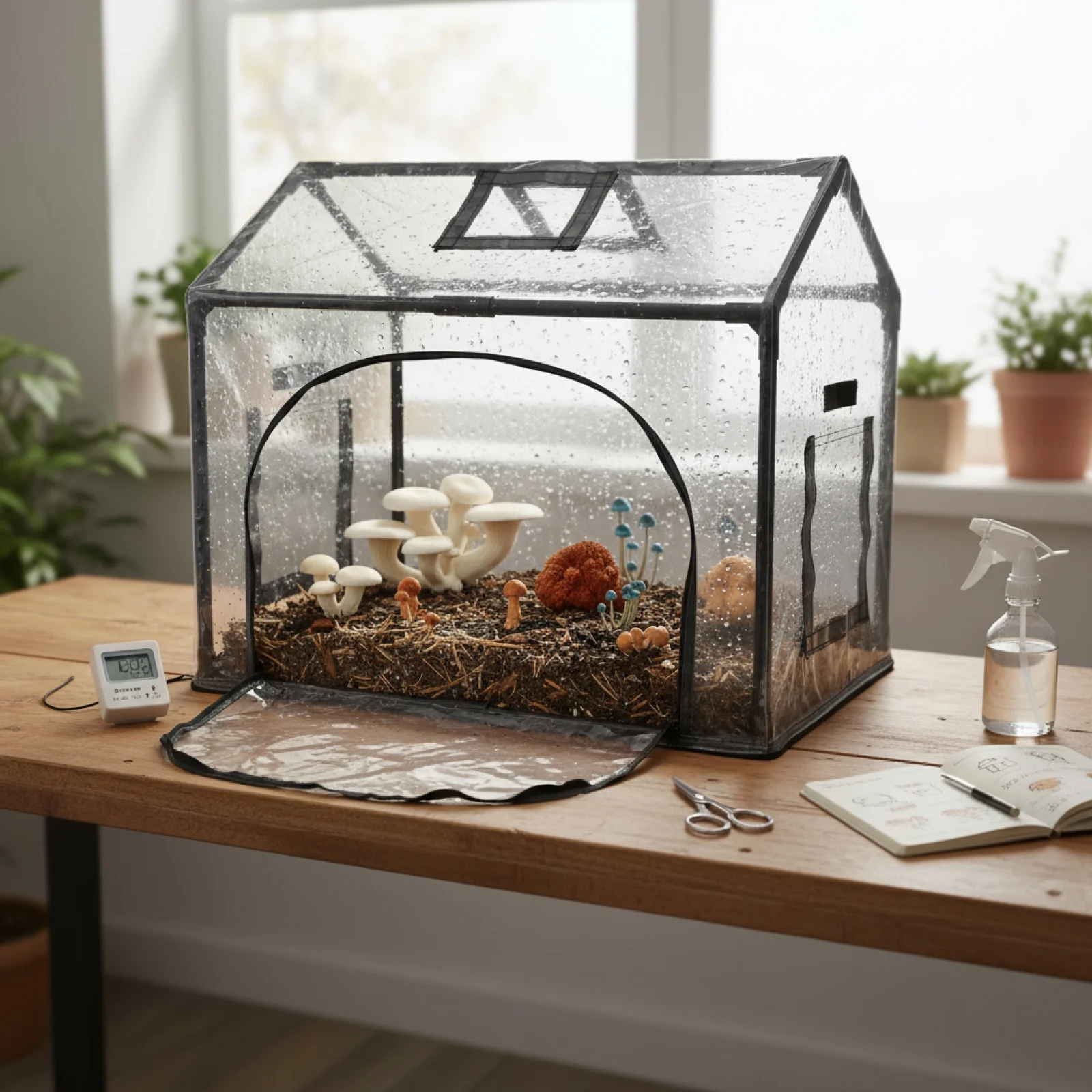 Mushroom Growing Tent Kit Clear PVC Mycology Still Air Box Mushroom Planting Cultivation Station For Home Growers