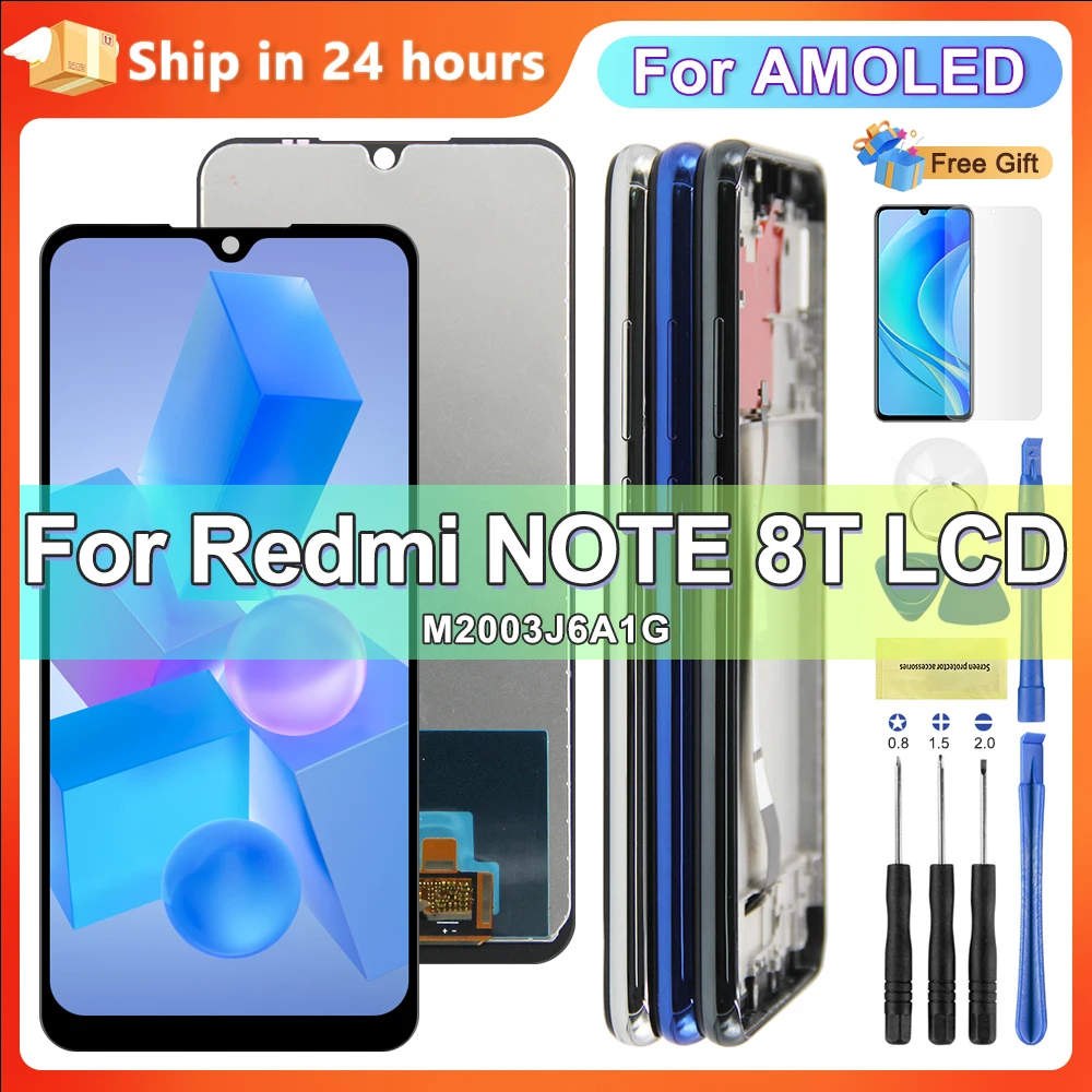 

6.3" Original For Xiaomi Redmi Note 8T LCD Display Touch Screen Digitizer Replacement For Redmi Note 8T M1908C3XG with frame