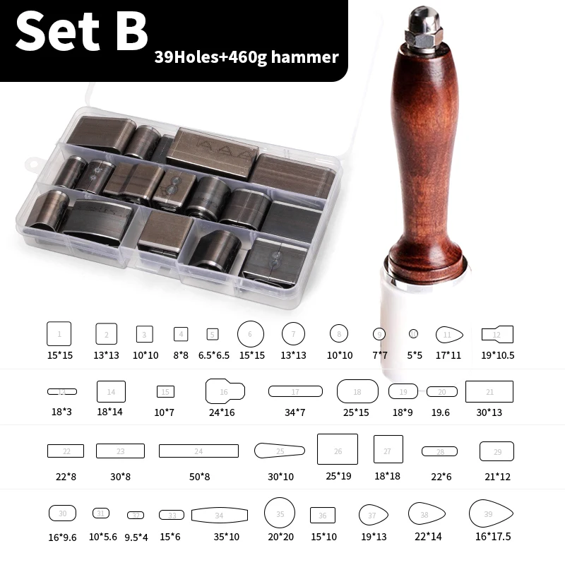 Hollow Punch Cutter Tool, 7Pcs 0-50mm 7 Sizes Rounded Corners Square Leather Punch Die Cutter Tools Hole Hollow Punch Cutter DIY Leather Punch Knife Mold Template