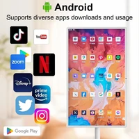 Téléviseur intelligent portable de 32 pouces, écran tactile 60 Hz 1080p, téléviseur Android sur roulettes et réglable en hauteur, batterie de 15 000 mAh, appareil photo 13 MP, 6 Go + 128 Go 4