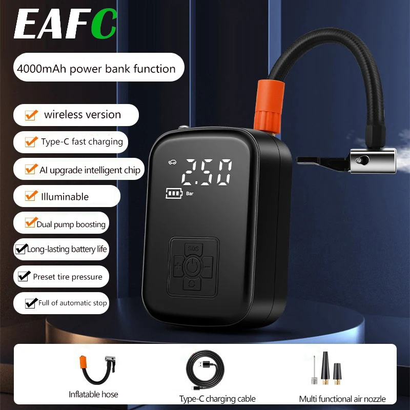 EAFC Auto Reifen Inflator Mini Luft Kompressor 12V 150PSI Tragbare Elektrische Luftpumpe Für Motorrad Fahrrad Reifen Luft Füllpumpe 