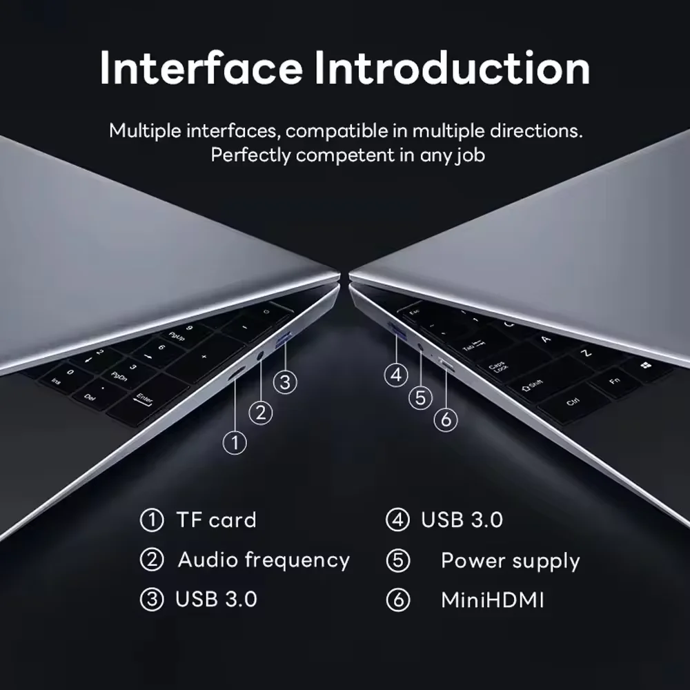 15.6" Fingerprint Unlock laptop Windows 11 Pro Computer Intel Celeron N4000 16GB RAM 1TB SSD Laptops Office Computer PC - immagine 6