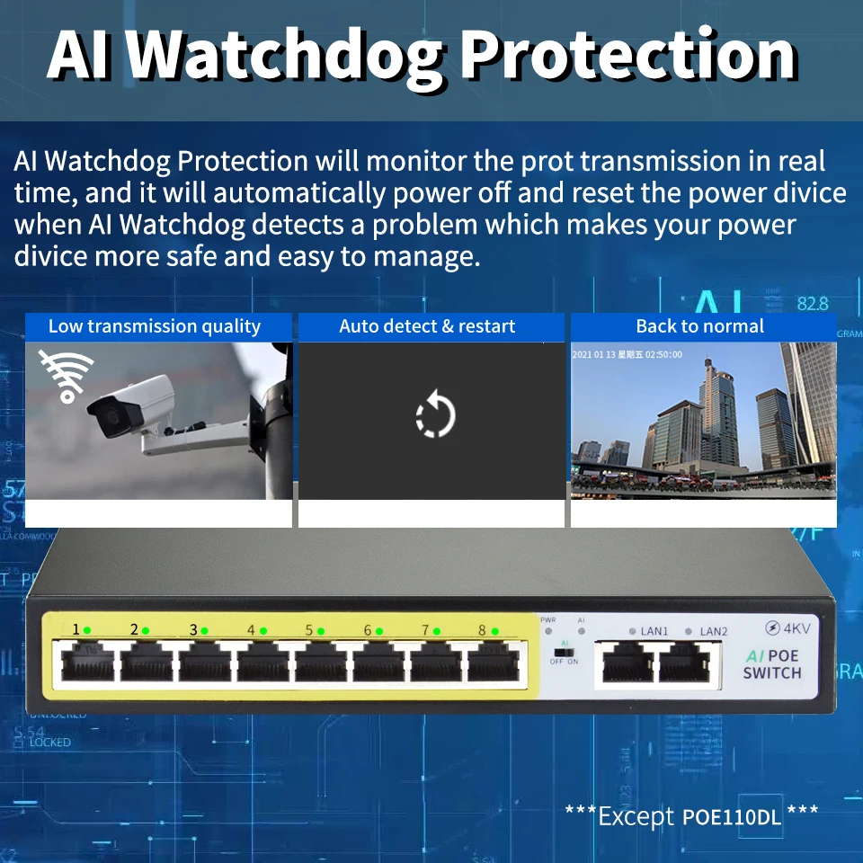 48v poe switch 100m 90w fonte de