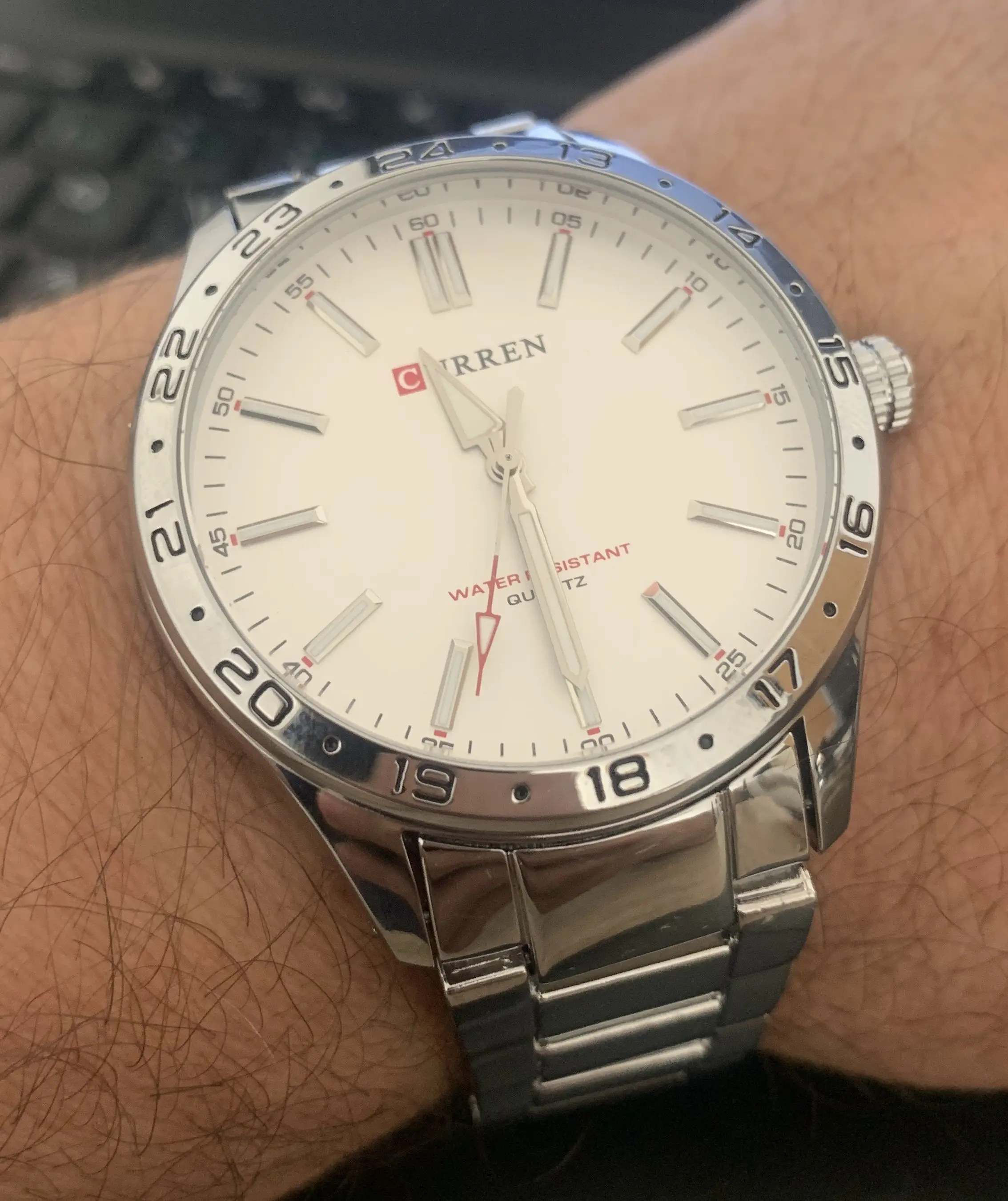 Curren 8452 relógio de quartzo masculino simples moda lazer relógio de negócios preto prateado pulseira de aço inoxidável relógio de pulso para masculino photo review