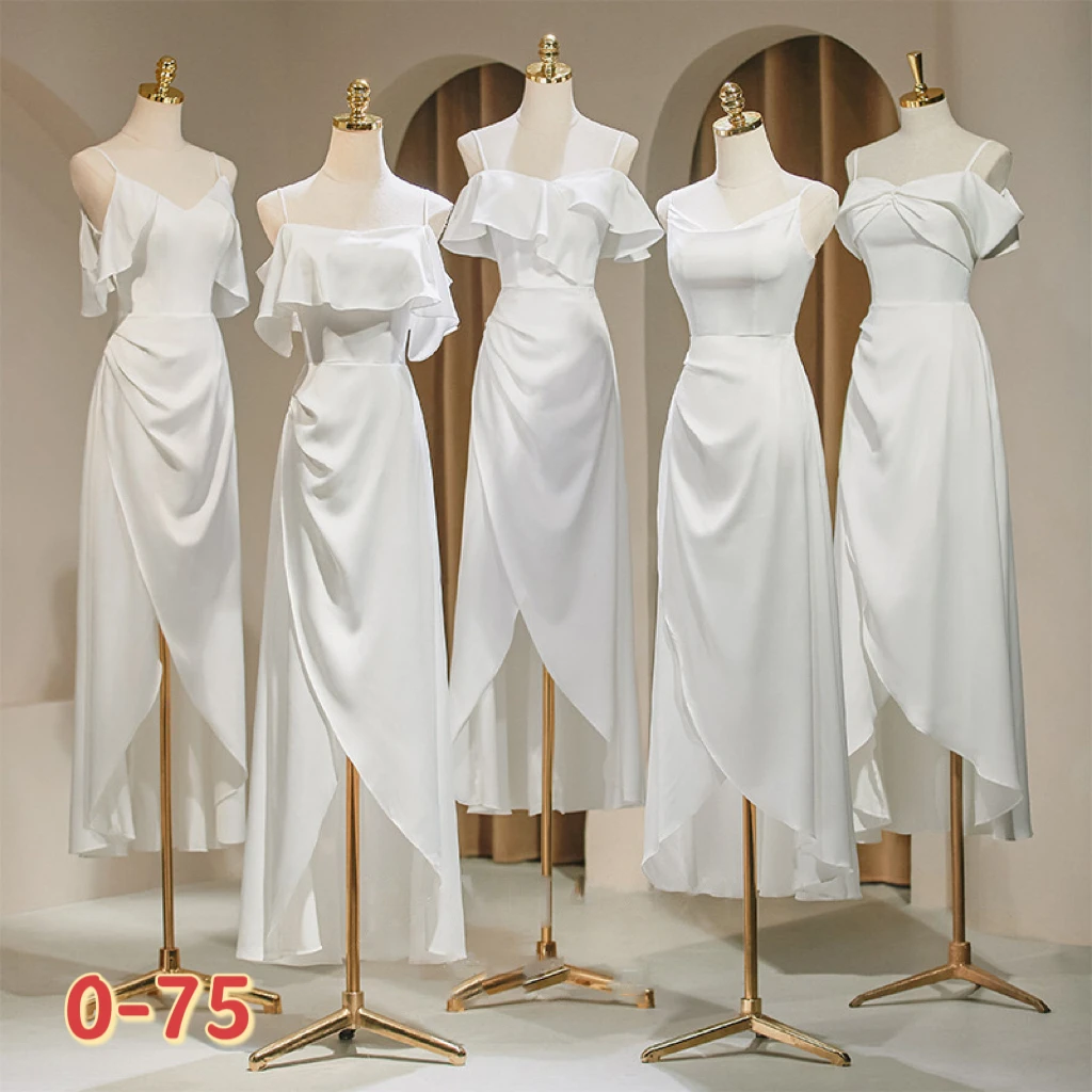 

White satin bridesmaid dress with strap
