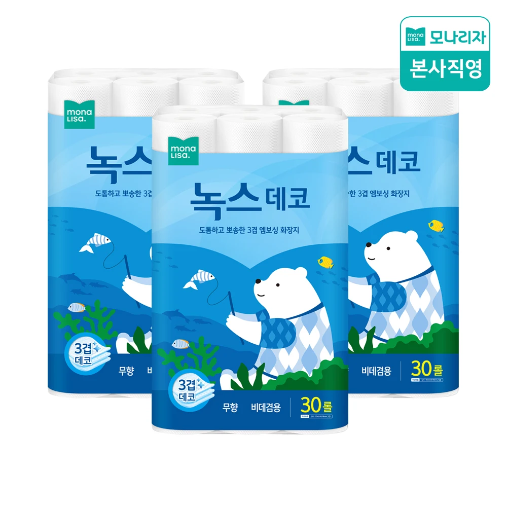 모나리자 녹스 3겹 데코 30M 30롤 3개 화장지 휴지 롤 두루마리[타임딜] - AliExpress 66