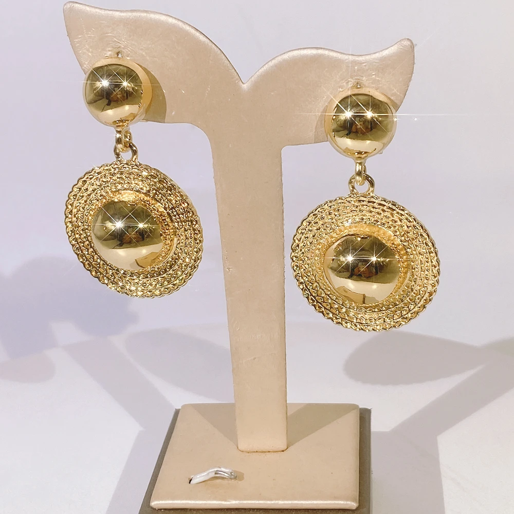 18K Fine Saudi Dubai UAE Real Gold 750 Women's 2 Set Dangle Earring 5g |  eBay