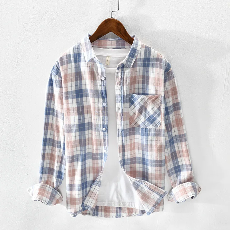 new Men's Plaid Shirts Long Sleeves Casual Cardigan Shirts Fashion Spring Autumn pocket summer Men Mens Bowling gym