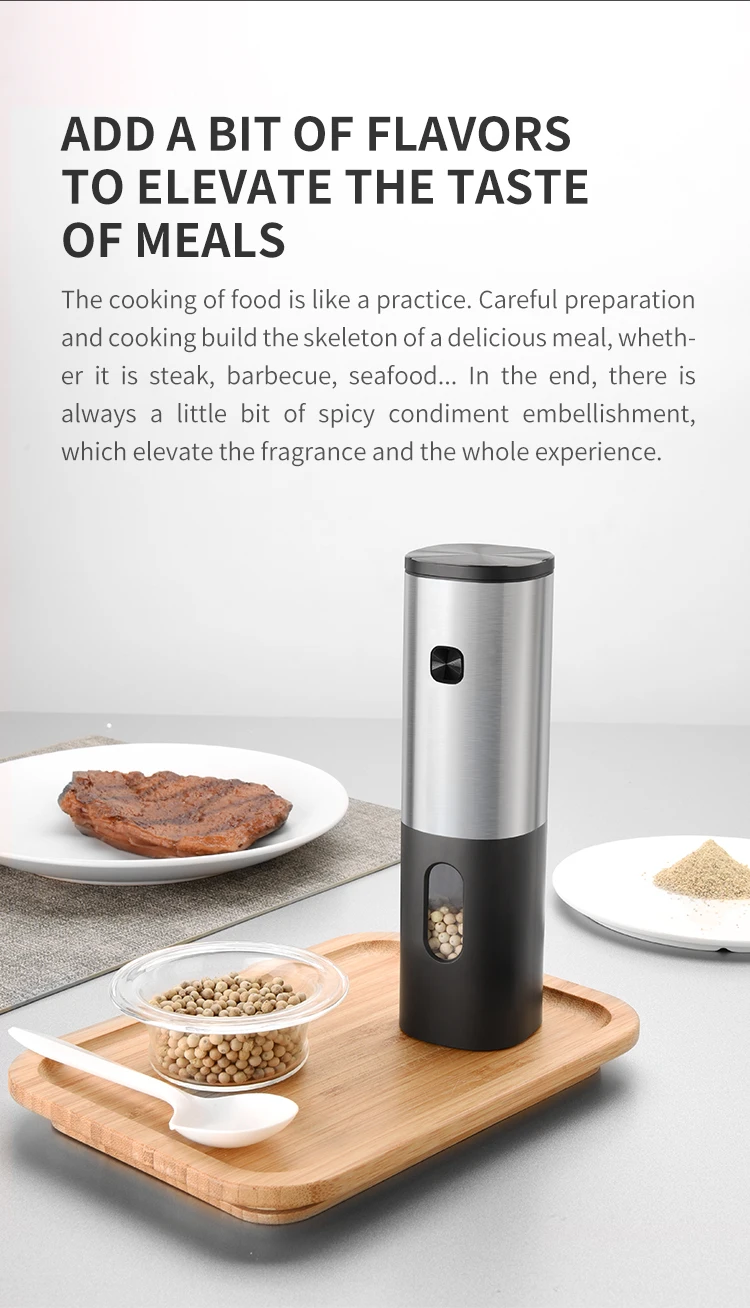 moedor elétrico de sal pimenta espessura ajustável núcleo moagem cerâmica cozinha grande capacidade tempero moinho com luz led