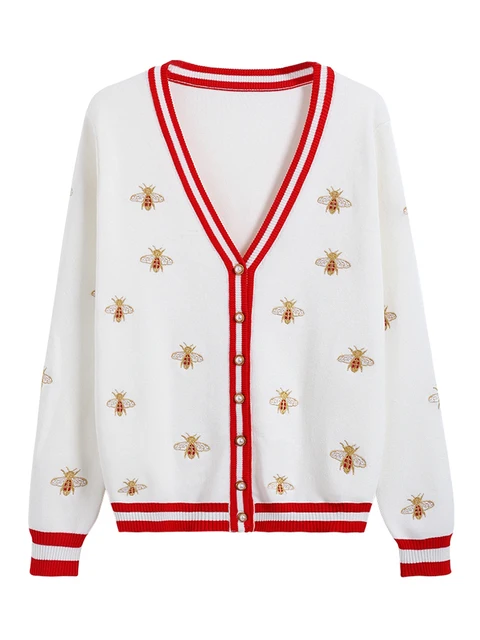 Designer Bee Embroidery Cardigan 