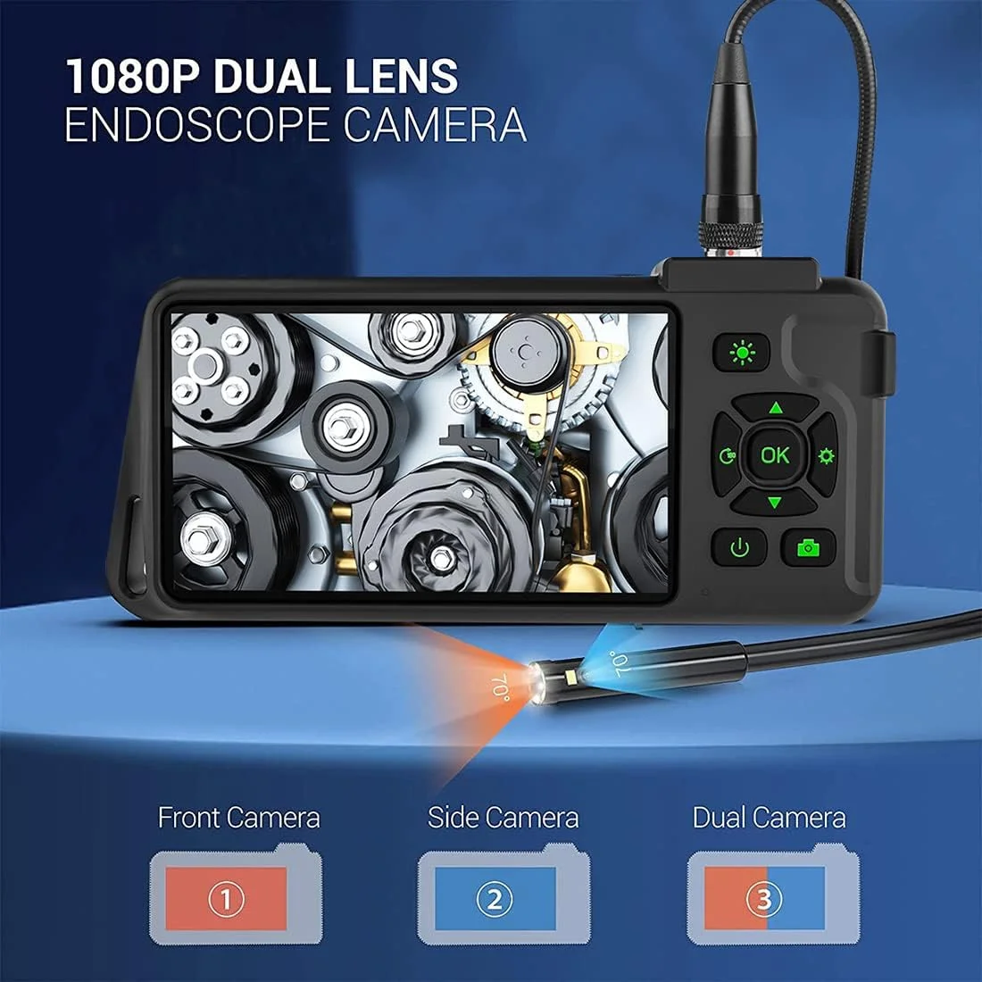 3.9/5.5/8mm 4.3in 1080P Single Dual Lens Rotary Industrial Endoscope For Car Inspection Device Tools Automotive Boroscope Camera