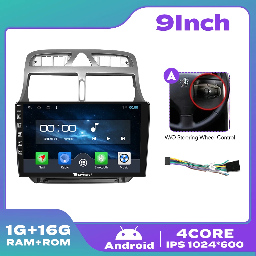 pour Peugeot 307 307CC 307SW(2002-2013) Radio, Autoradio pour Peugeot 307,  Android 13 Autoradio GPS Navigation pour Peugeot 307 Écran Tactile 9 (1280  * 720) Blu-Ray, 8-Core 64 Go ROM 4 Go : : High-Tech