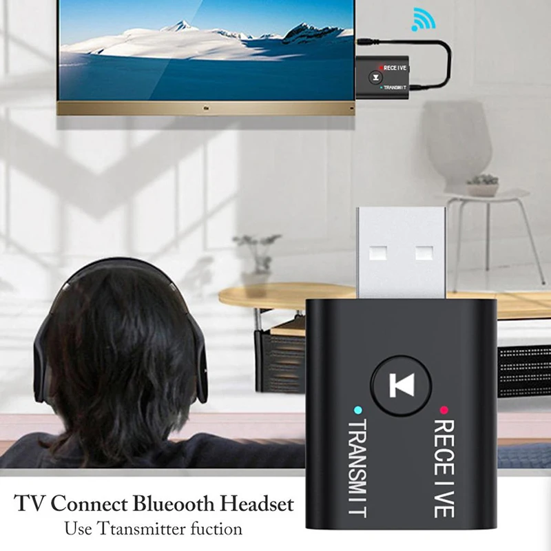 2 IN 1 Bluetooth Audio Adapter USB 3.5MM Aux 3D Stereo Wireless Receiver Transmitter for Car Kit PC TV Speaker Amplifier VAORLO