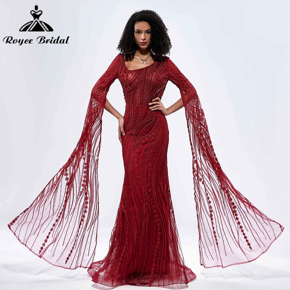 

Роскошное вечернее платье Roycebridal с V-образным вырезом и длинными рукавами, расшитое бисером, платье русалки для выпускного вечера для женщин 2024 vestidos para mujer elegantes y bonitos