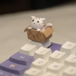 Adorable Kawaii Cat 3D Keycap - Cute Desk Accessory (WHITE)