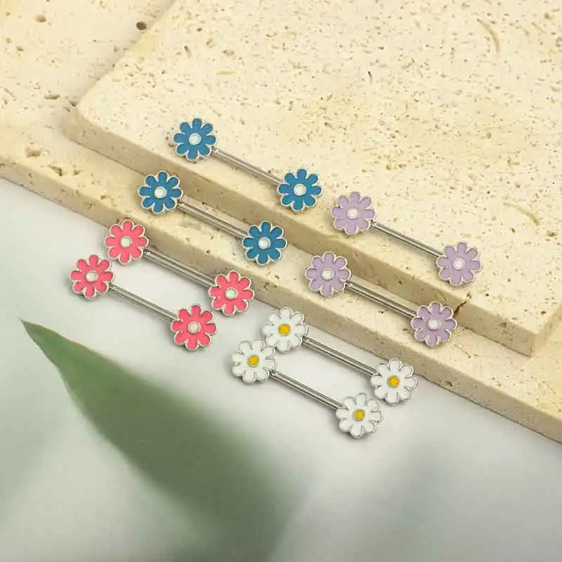 2pcs Stainless Steel Pink Nipple Piercing Jewelry Heart Wings Niplple Barbell Moon Devil Nipple Rings Stud Body  Pezon Mujer