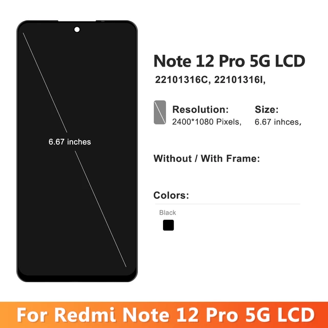 6.67'' For Xiaomi Redmi Note 12 Pro lcd 22101316C display touch