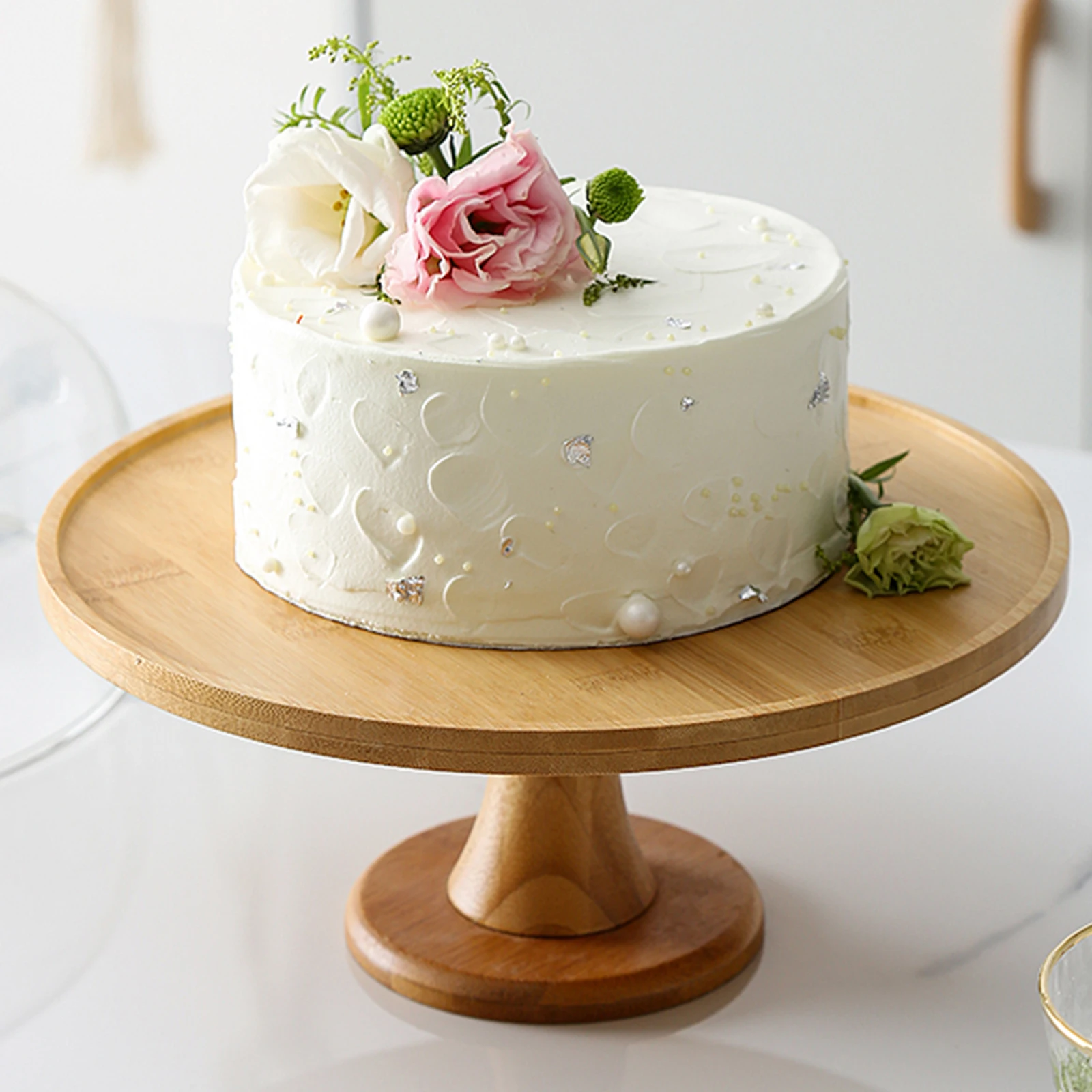 Household Cake Stand Round Party Dessert Wooden Tray Cupcake Holder Stand for Wedding Banquet Party Centerpiece Decoration