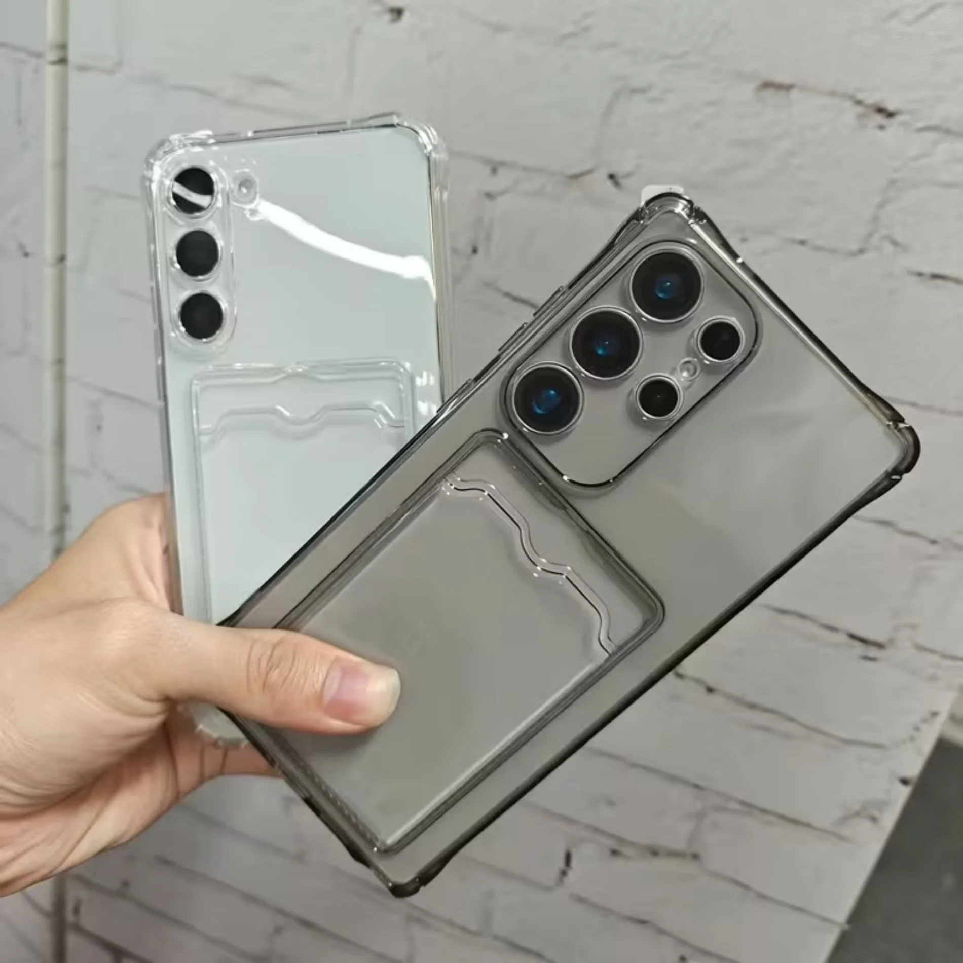 Durable Clear Silicone Card Holder Phone Case - Shockproof & Soft Design