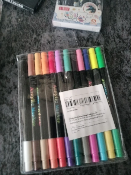 Rotuladores de pintura acrílica de 48 colores para uso artístico profesional, bolígrafos finos y con punta de doble punta, adecuados para piedra, madera y caligrafía photo review