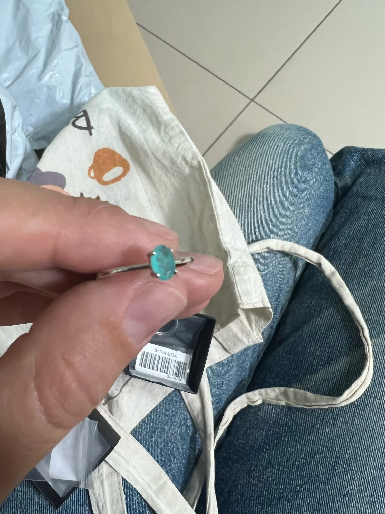 Silver tourmaline ring