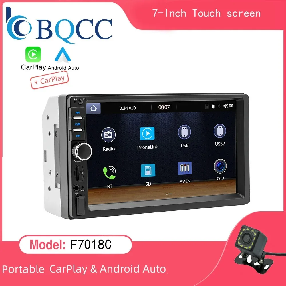 

Universal CarPlay Android Auto 7Inch 2 Din Car Radio Autoradio Multimedia Player For Ford VW Golf 7018
