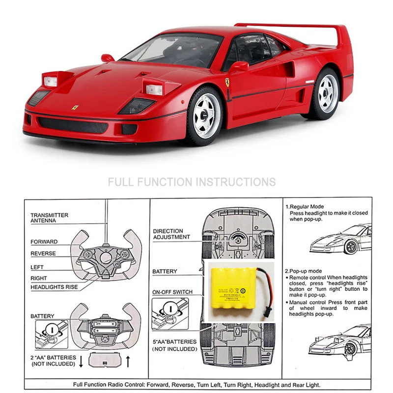 Ferrari F40 RC Car 1:14 Scale Remote Control Car Model Radio Controlled Auto Machine Vehicle Toy Gift for Kids Adults Rastar 5