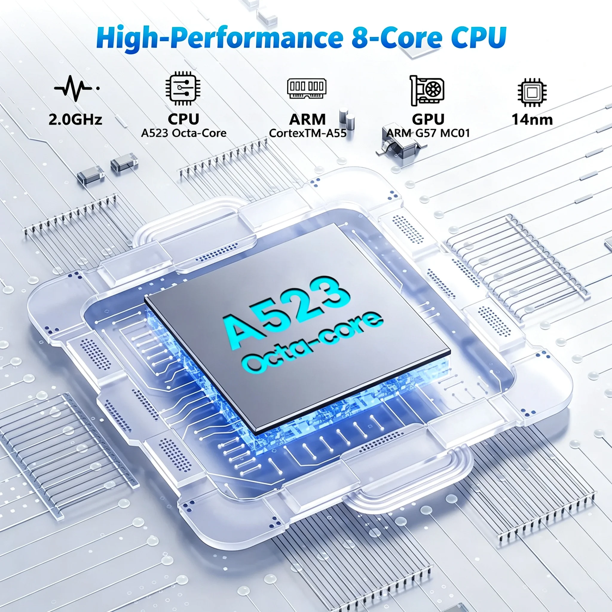10.1 Inch Tablet Android 15 OS GMS Certified Tablets 2.0 GHz 20GB RAM 64GB ROM 1TB Expand WiFi 6 Bluetooth 5.4 Dual Camera