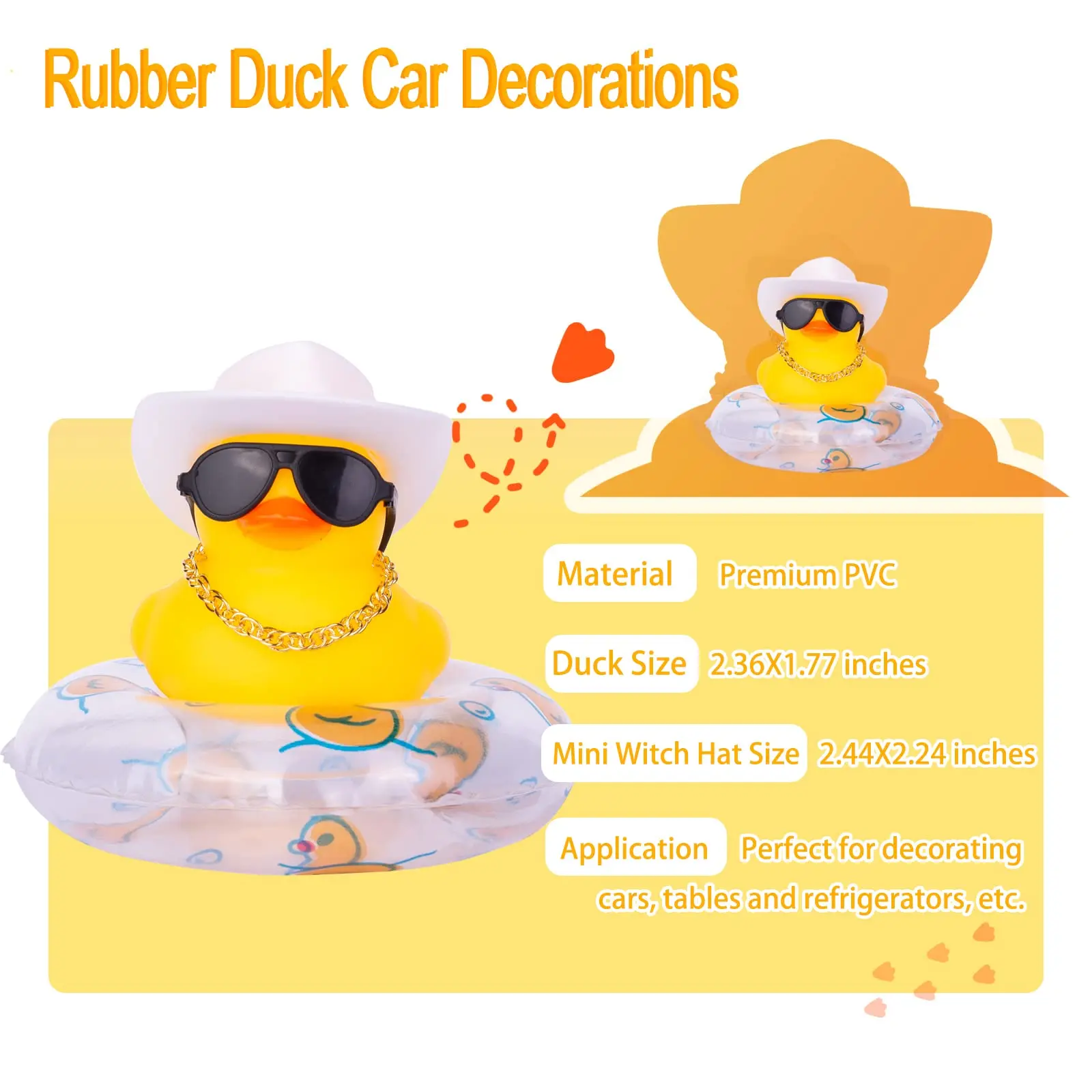 2 Set Car Duck Mini Rubber Duckies Toy Car Dashboard Yellow Jeep Duck Party Favor Car Decoration  Car Accessory Table Ornament 2